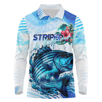 Striped Bass Whisperer Long Sleeve Polo Shirt Tropical Wave Fishing Design - Wonder Print Shop