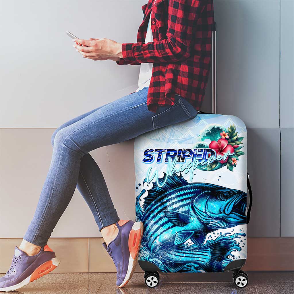 Striped Bass Whisperer Luggage Cover Tropical Wave Fishing Design - Wonder Print Shop