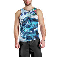 Striped Bass Whisperer Men Tank Top Tropical Wave Fishing Design - Wonder Print Shop