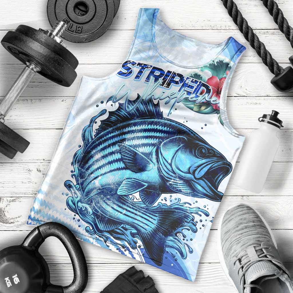 Striped Bass Whisperer Men Tank Top Tropical Wave Fishing Design - Wonder Print Shop