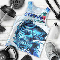 Striped Bass Whisperer Men Tank Top Tropical Wave Fishing Design - Wonder Print Shop
