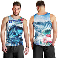 Striped Bass Whisperer Men Tank Top Tropical Wave Fishing Design - Wonder Print Shop