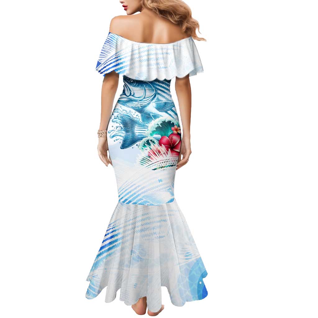 Striped Bass Whisperer Mermaid Dress Tropical Wave Fishing Design - Wonder Print Shop