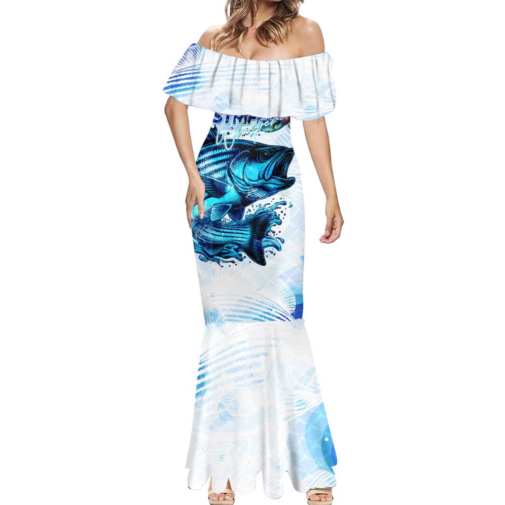 Striped Bass Whisperer Mermaid Dress Tropical Wave Fishing Design - Wonder Print Shop