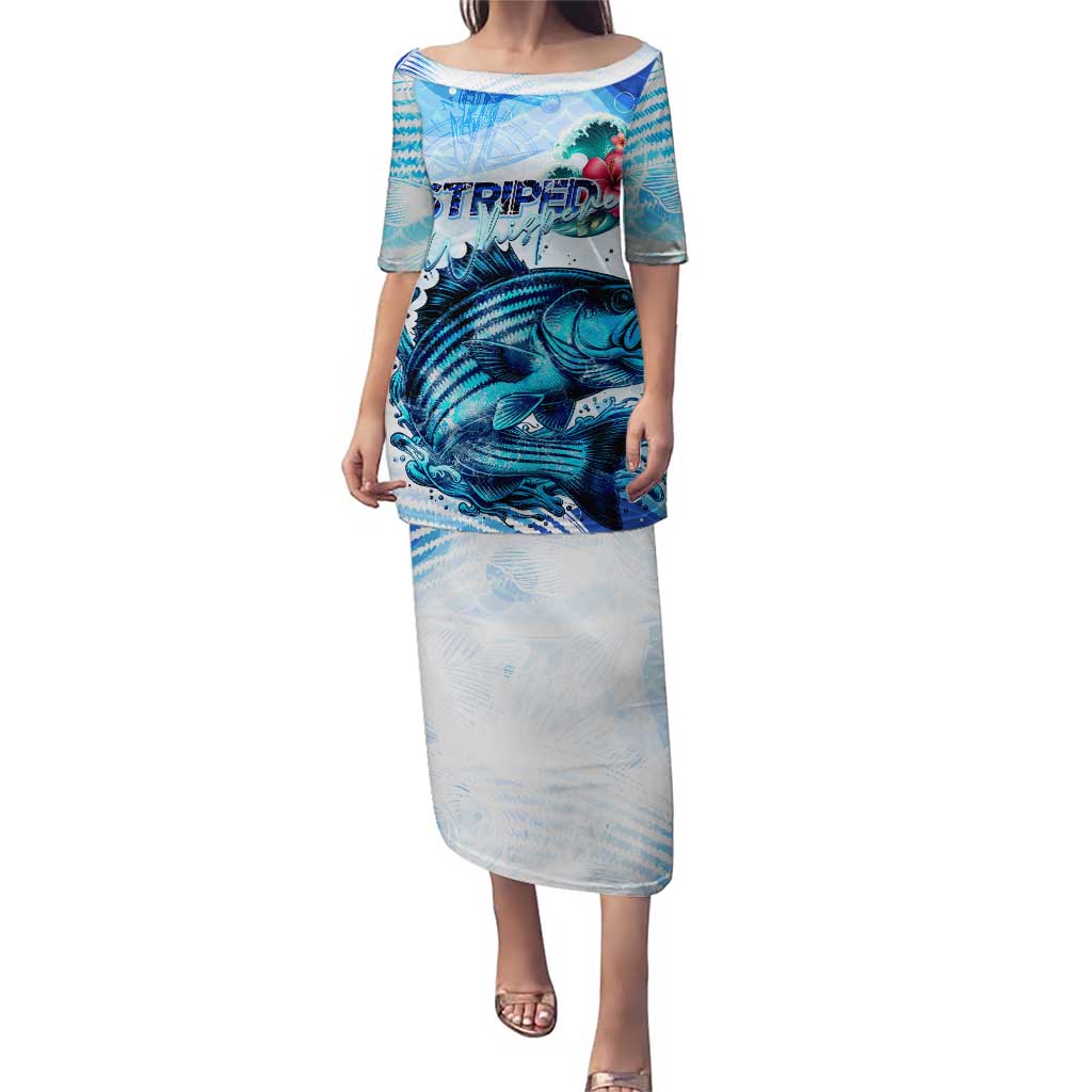 Striped Bass Whisperer Puletasi Tropical Wave Fishing Design - Wonder Print Shop