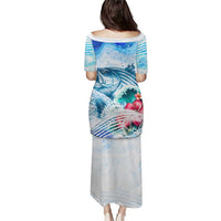 Striped Bass Whisperer Puletasi Tropical Wave Fishing Design - Wonder Print Shop