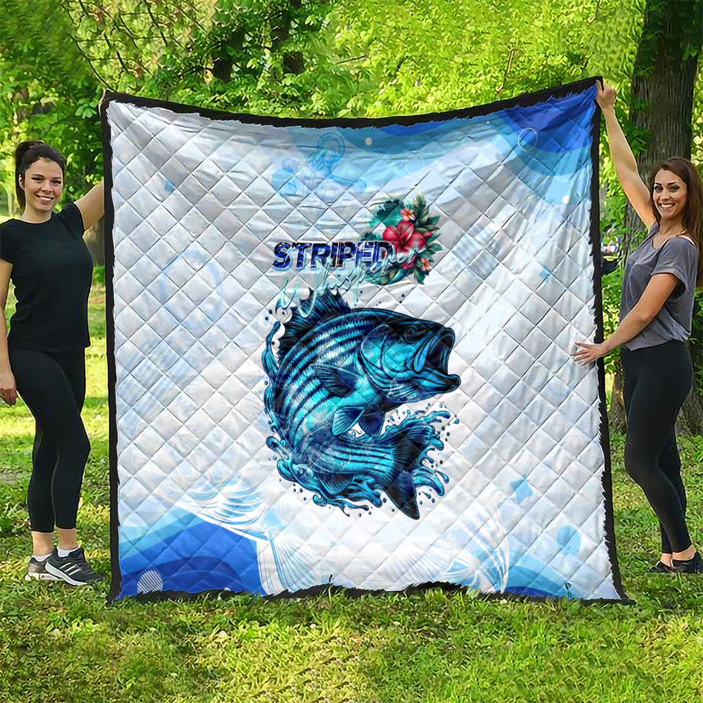 Striped Bass Whisperer Quilt Tropical Wave Fishing Design - Wonder Print Shop