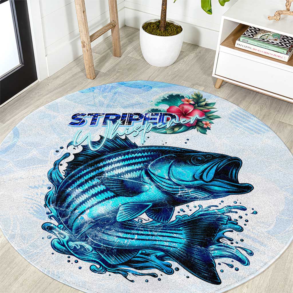 Striped Bass Whisperer Round Carpet Tropical Wave Fishing Design - Wonder Print Shop