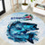 Striped Bass Whisperer Round Carpet Tropical Wave Fishing Design - Wonder Print Shop