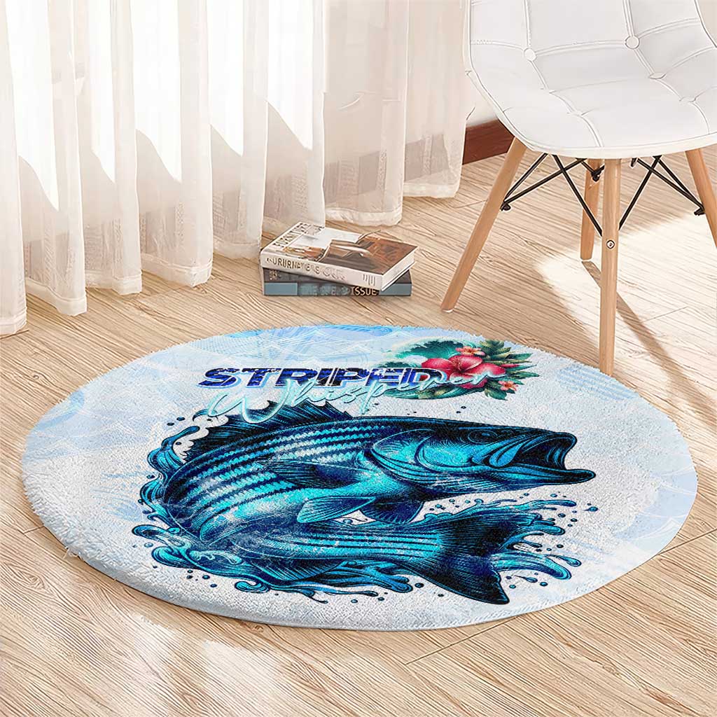 Striped Bass Whisperer Round Carpet Tropical Wave Fishing Design - Wonder Print Shop