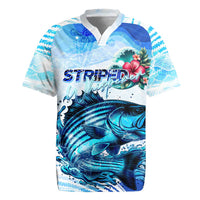 Striped Bass Whisperer Rugby Jersey Tropical Wave Fishing Design - Wonder Print Shop
