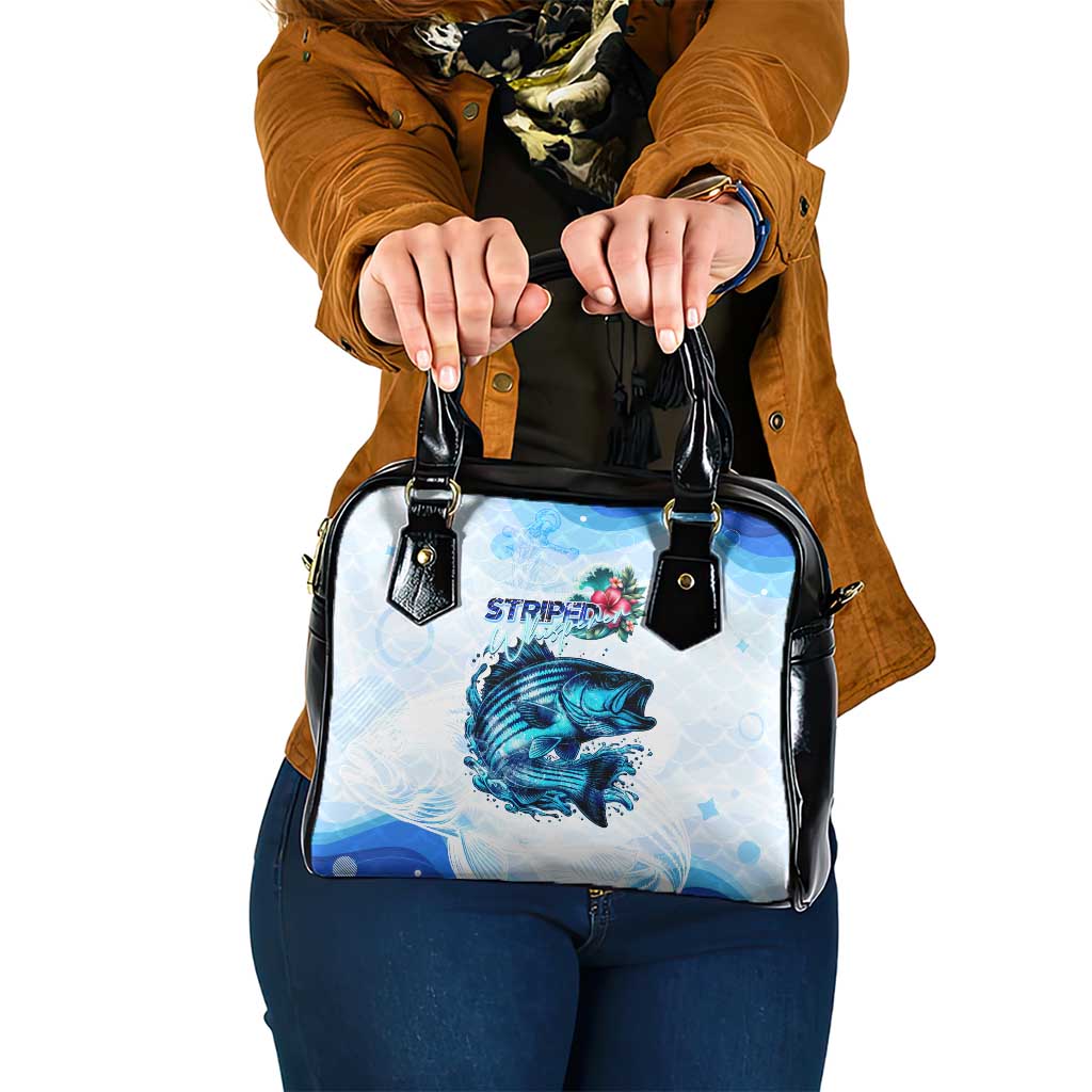Striped Bass Whisperer Shoulder Handbag Tropical Wave Fishing Design - Wonder Print Shop
