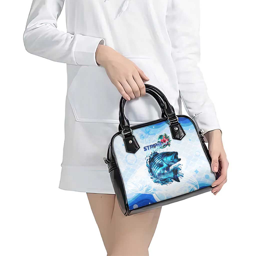 Striped Bass Whisperer Shoulder Handbag Tropical Wave Fishing Design - Wonder Print Shop