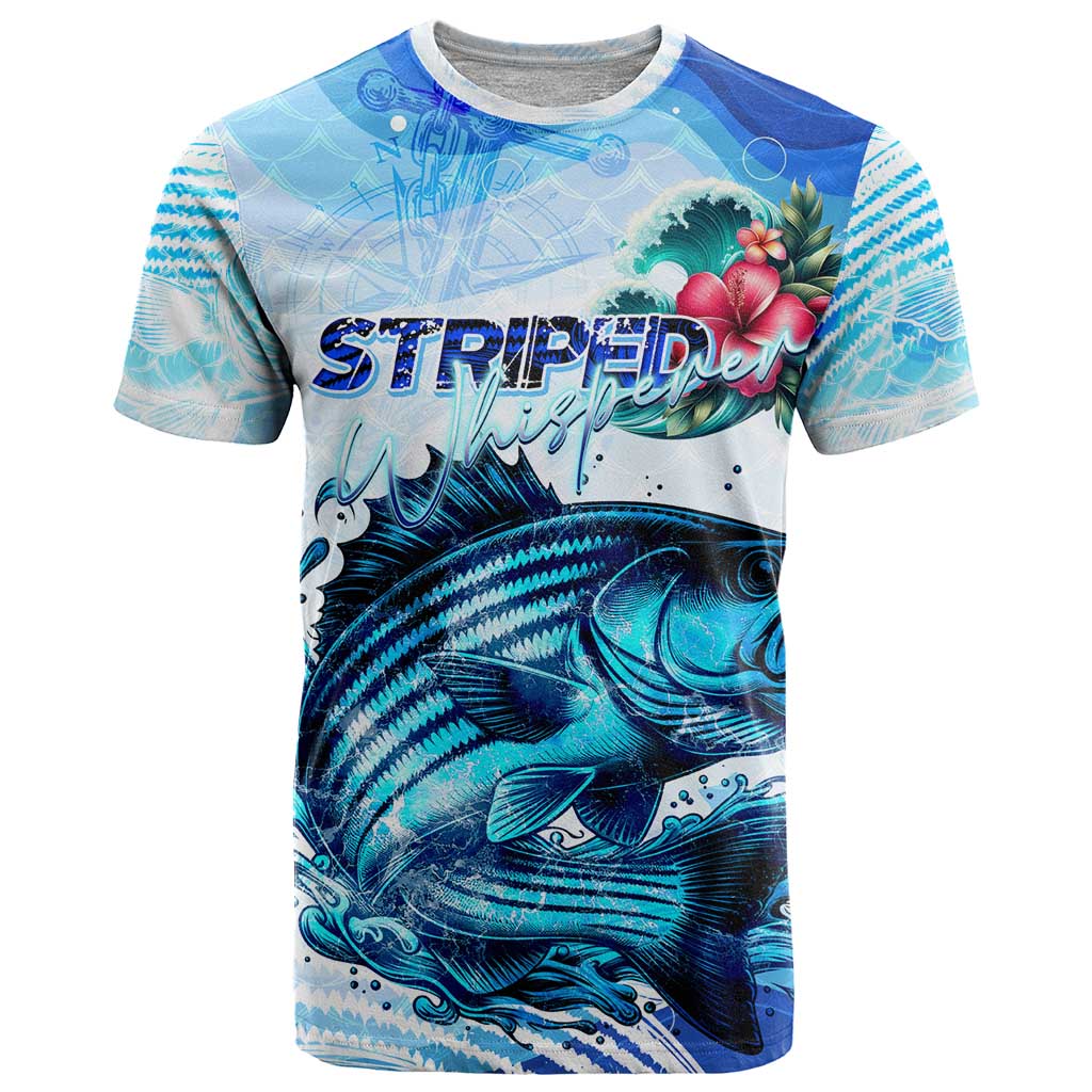 Striped Bass Whisperer T Shirt Tropical Wave Fishing Design - Wonder Print Shop