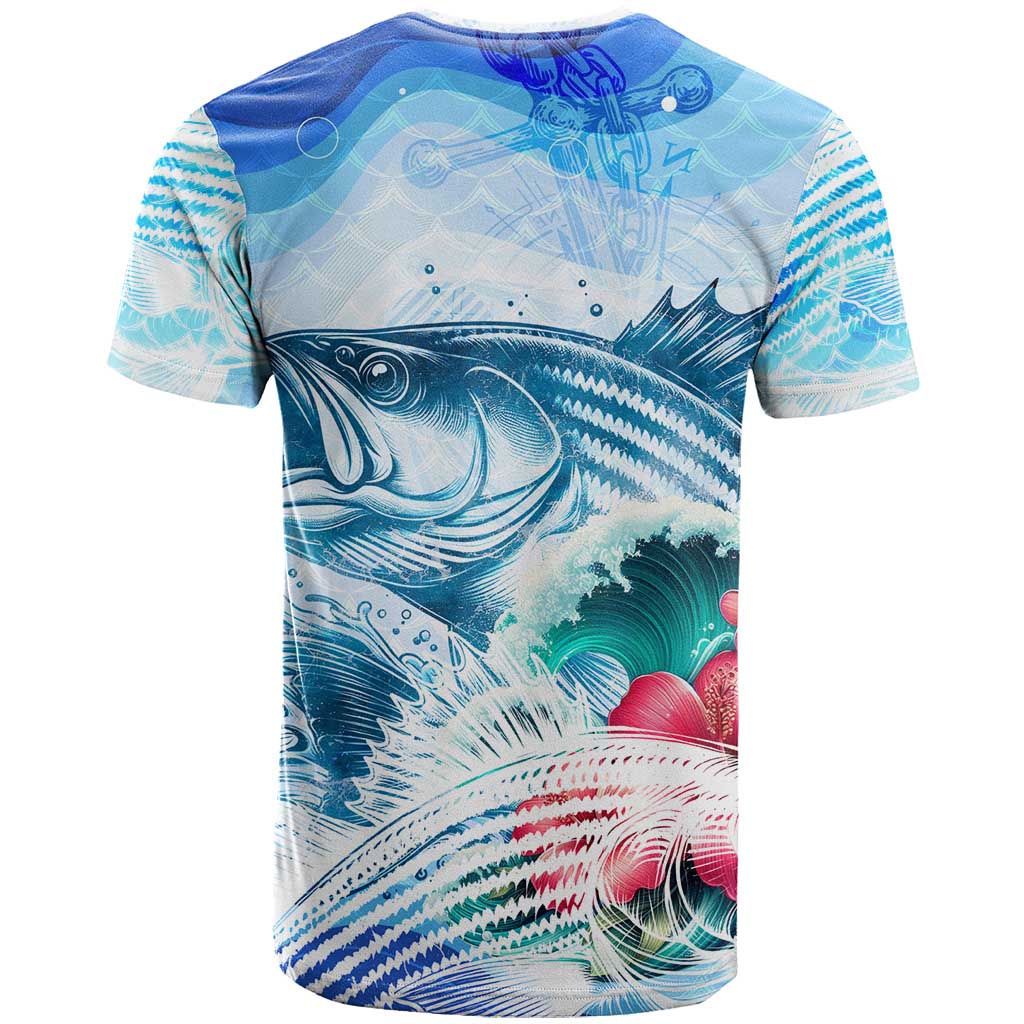 Striped Bass Whisperer T Shirt Tropical Wave Fishing Design - Wonder Print Shop