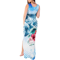 Striped Bass Whisperer Tank Maxi Dress Tropical Wave Fishing Design - Wonder Print Shop