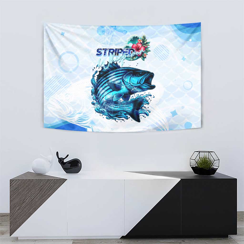 Striped Bass Whisperer Tapestry Tropical Wave Fishing Design - Wonder Print Shop