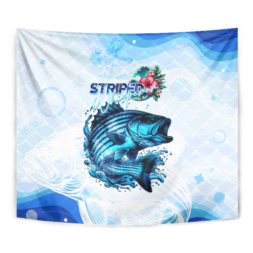 Striped Bass Whisperer Tapestry Tropical Wave Fishing Design - Wonder Print Shop