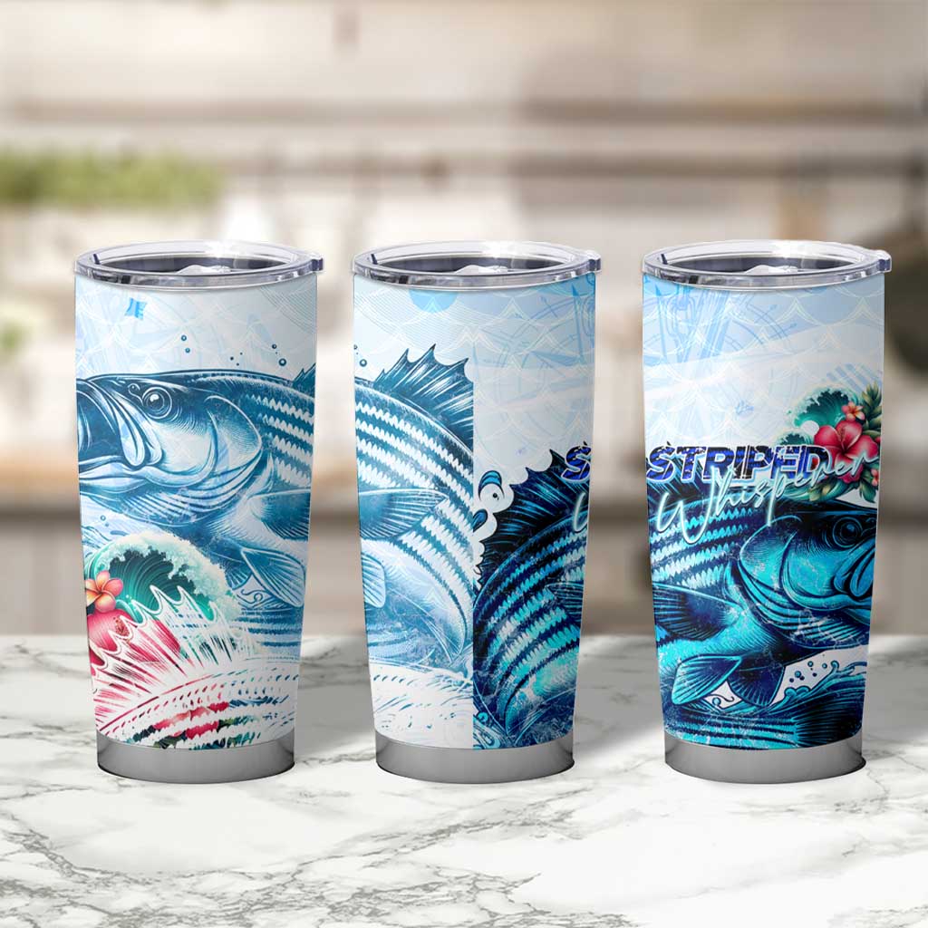Striped Bass Whisperer Tumbler Cup Tropical Wave Fishing Design - Wonder Print Shop