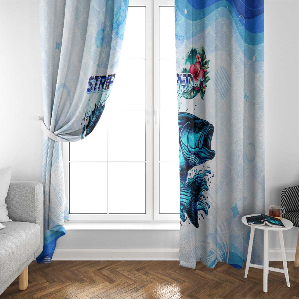 Striped Bass Whisperer Window Curtain Tropical Wave Fishing Design - Wonder Print Shop