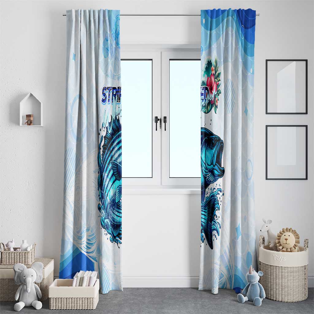 Striped Bass Whisperer Window Curtain Tropical Wave Fishing Design - Wonder Print Shop