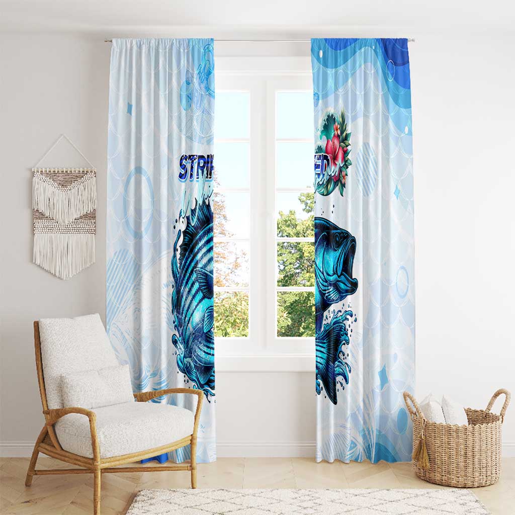 Striped Bass Whisperer Window Curtain Tropical Wave Fishing Design - Wonder Print Shop