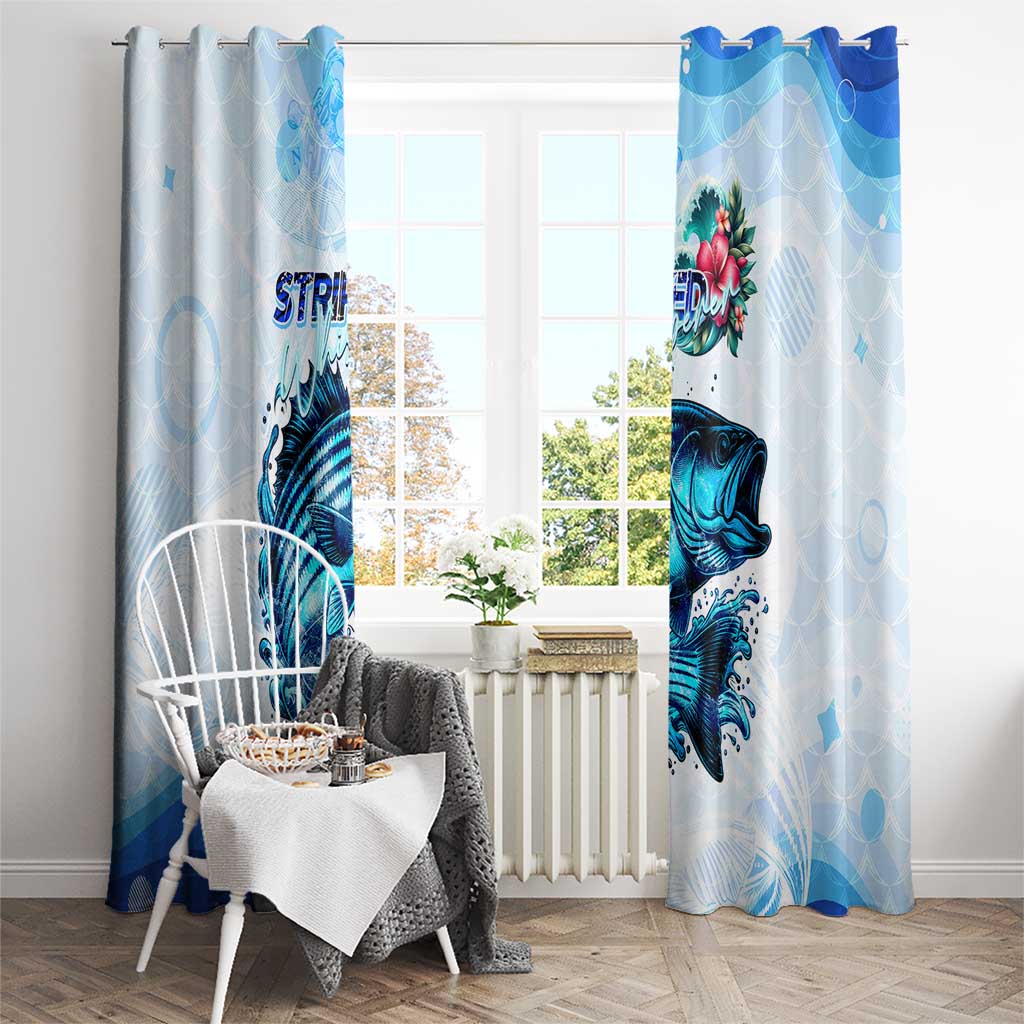 Striped Bass Whisperer Window Curtain Tropical Wave Fishing Design - Wonder Print Shop
