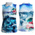 Striped Bass Whisperer Women Sleeveless Polo Shirt Tropical Wave Fishing Design - Wonder Print Shop