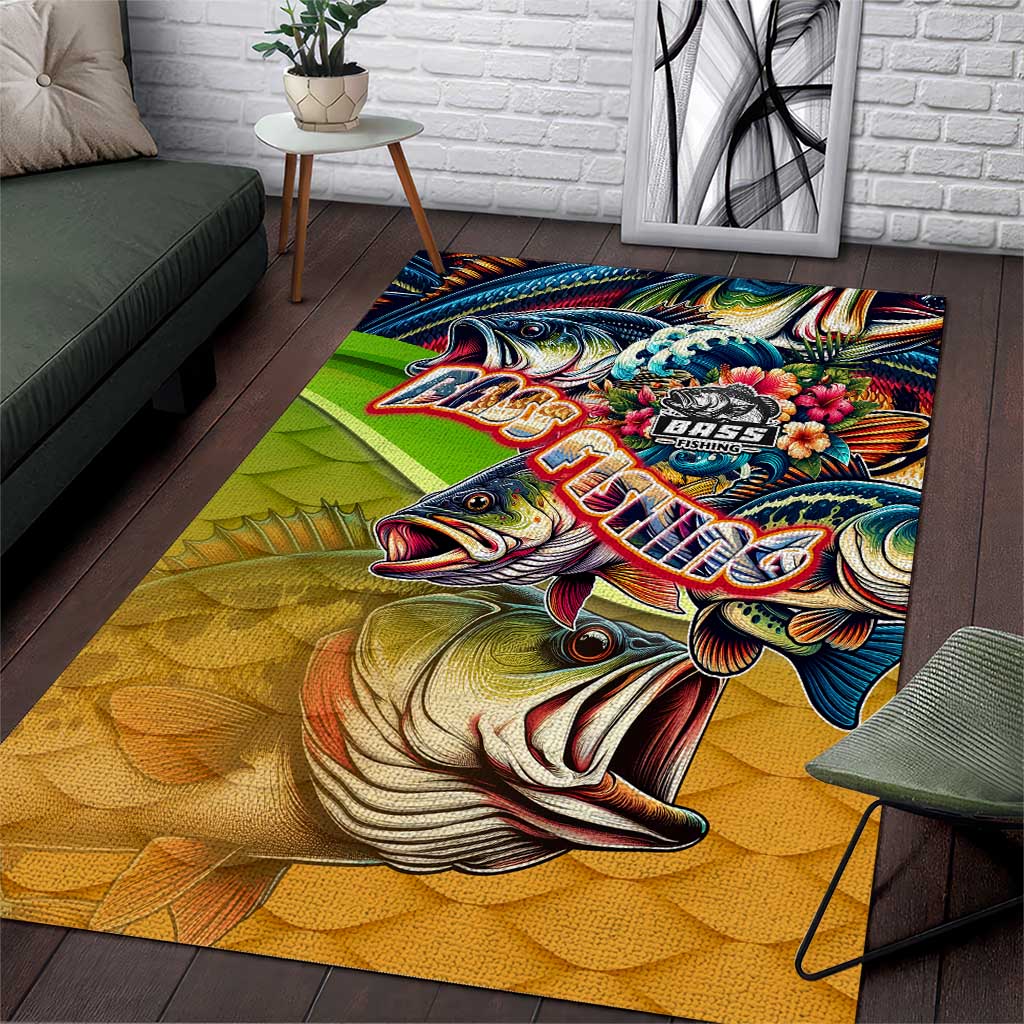 Bass Fishing Area Rug Tropical Explosion Angler Design - Wonder Print Shop