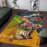 Bass Fishing Area Rug Tropical Explosion Angler Design - Wonder Print Shop