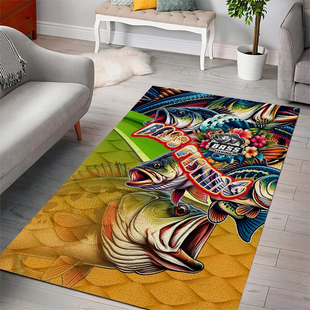 Bass Fishing Area Rug Tropical Explosion Angler Design - Wonder Print Shop