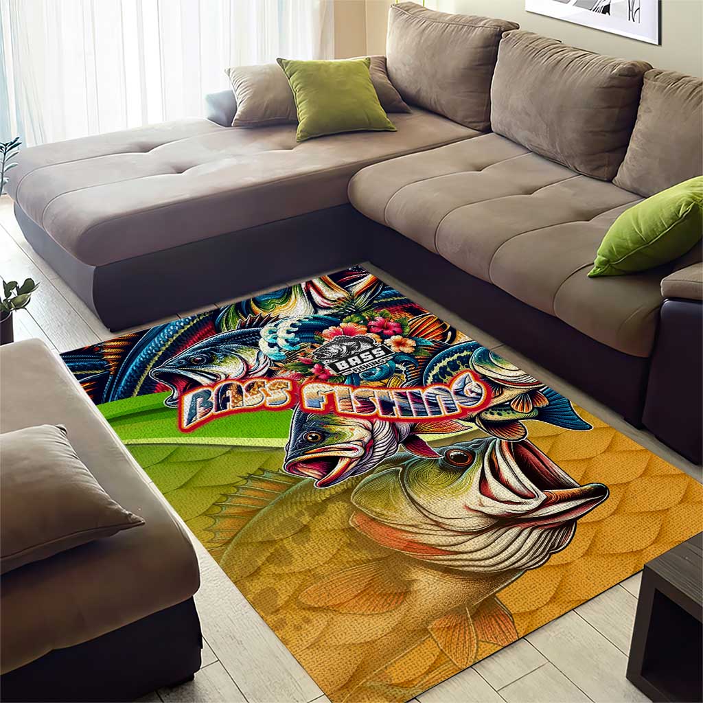 Bass Fishing Area Rug Tropical Explosion Angler Design - Wonder Print Shop