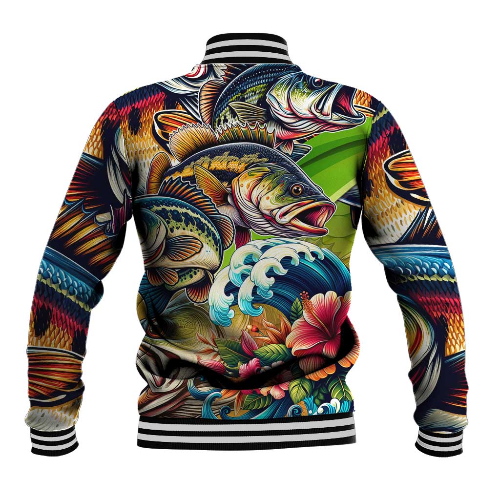 Bass Fishing Baseball Jacket Tropical Explosion Angler Design - Wonder Print Shop