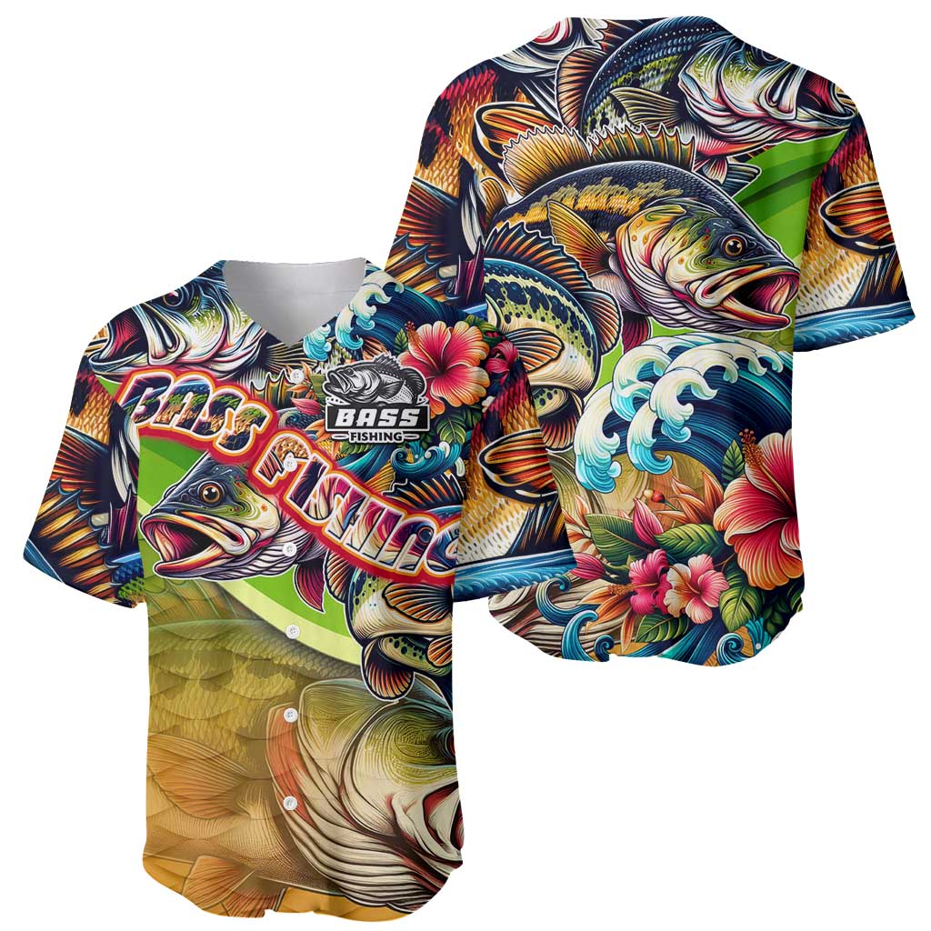 Bass Fishing Baseball Jersey Tropical Explosion Angler Design - Wonder Print Shop