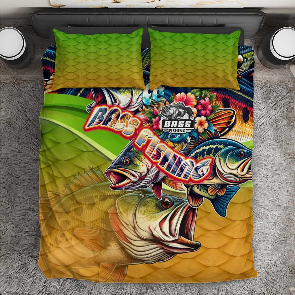 Bass Fishing Bedding Set Tropical Explosion Angler Design - Wonder Print Shop