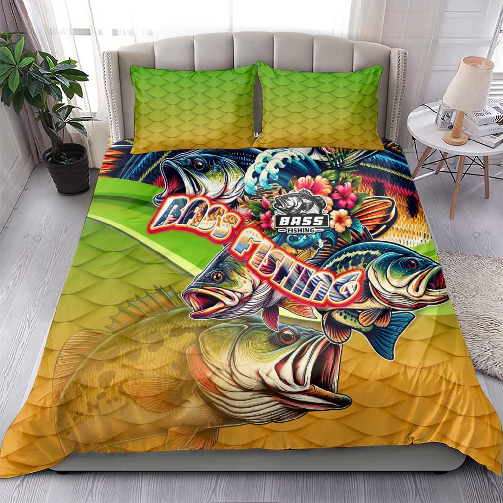 Bass Fishing Bedding Set Tropical Explosion Angler Design - Wonder Print Shop