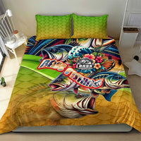Bass Fishing Bedding Set Tropical Explosion Angler Design - Wonder Print Shop