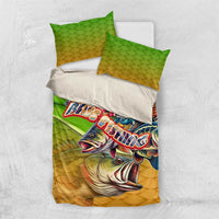 Bass Fishing Bedding Set Tropical Explosion Angler Design - Wonder Print Shop
