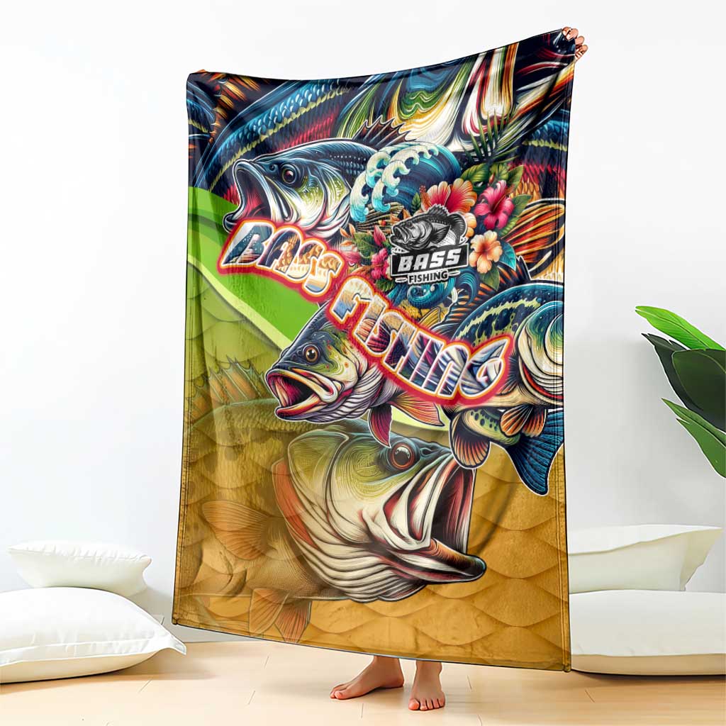 Bass Fishing Blanket Tropical Explosion Angler Design - Wonder Print Shop