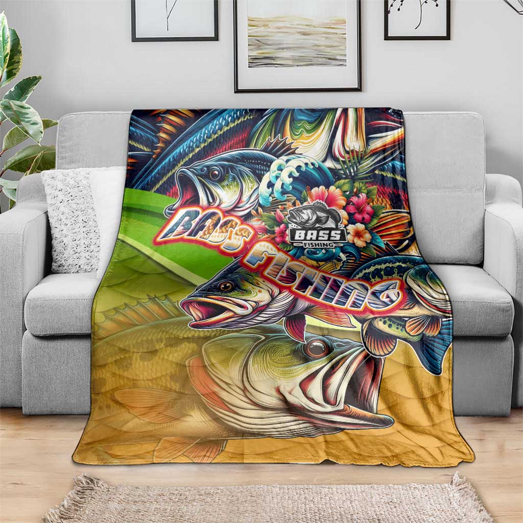 Bass Fishing Blanket Tropical Explosion Angler Design - Wonder Print Shop