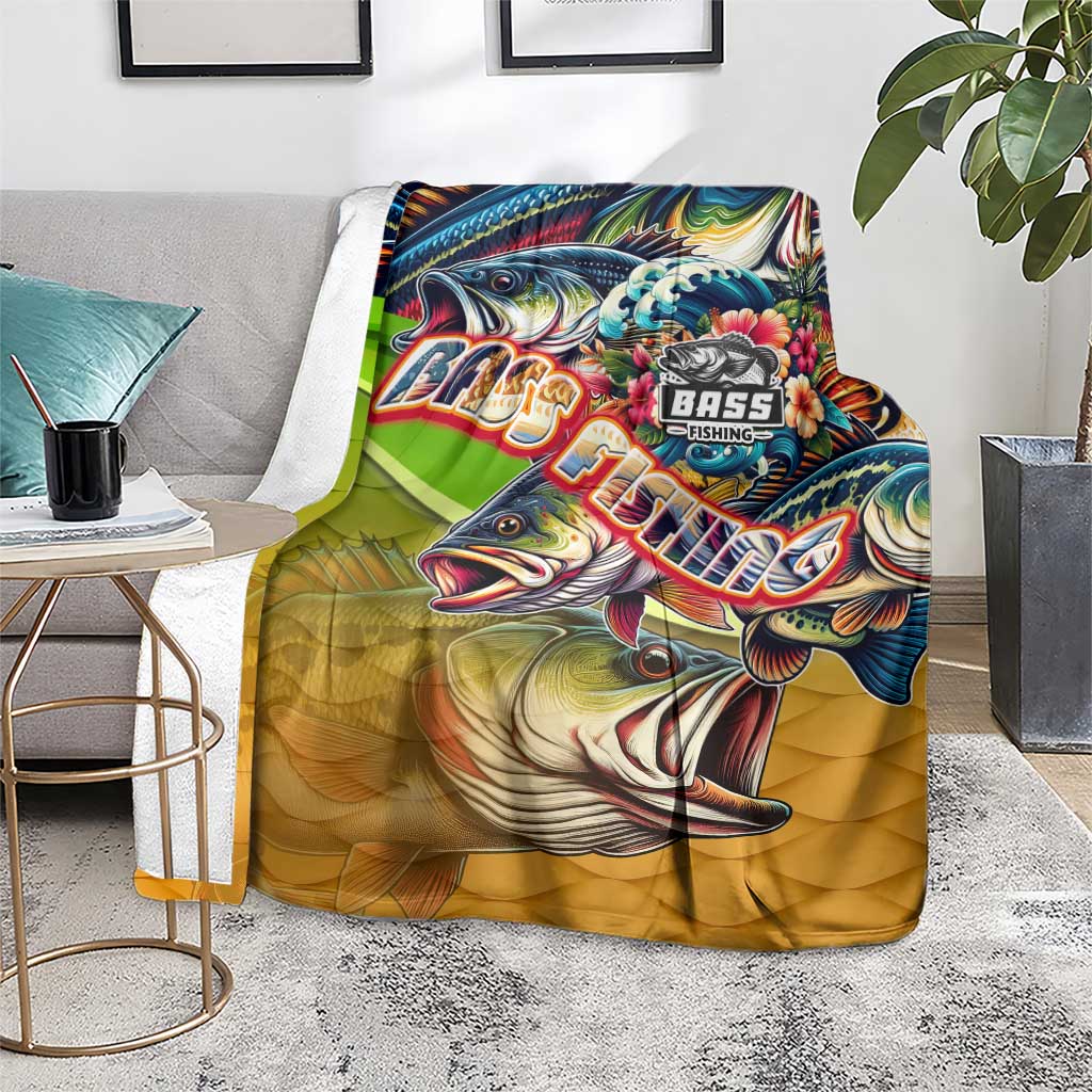 Bass Fishing Blanket Tropical Explosion Angler Design - Wonder Print Shop