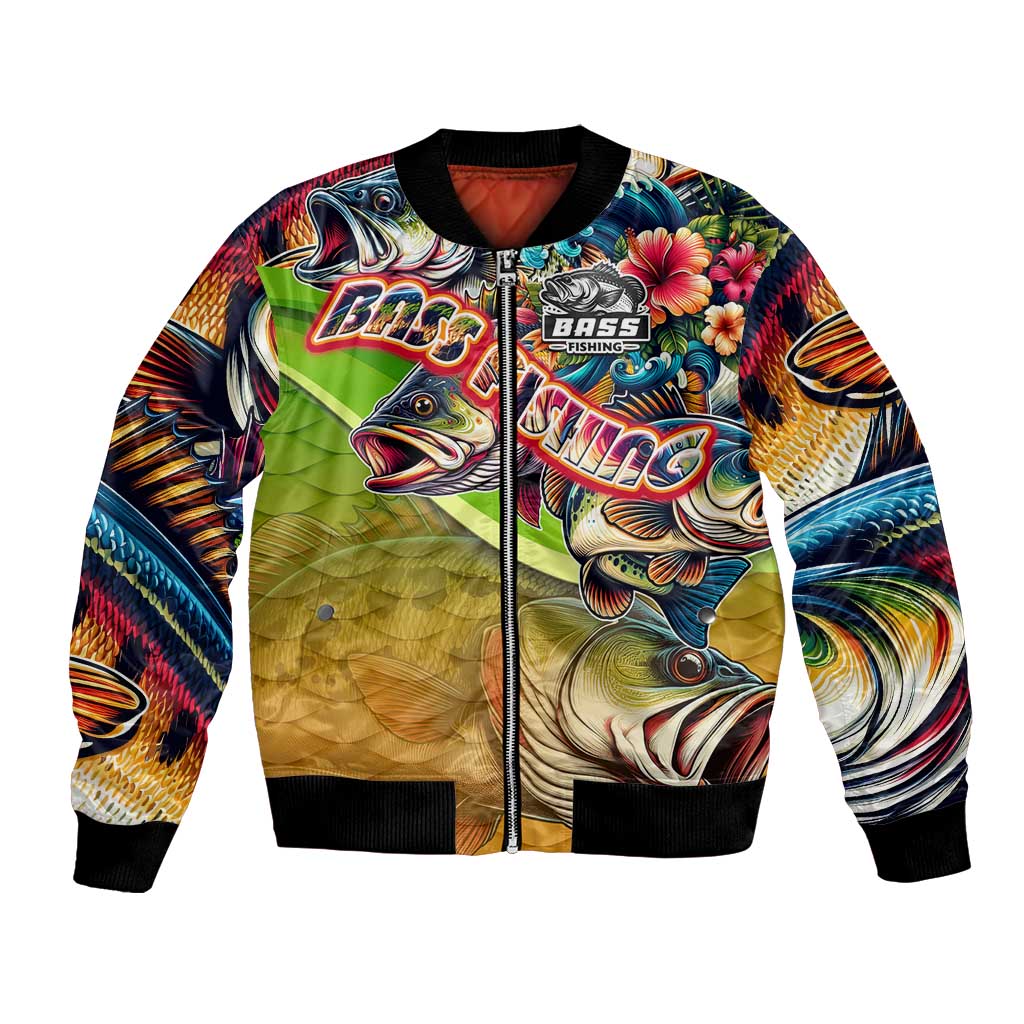Bass Fishing Bomber Jacket Tropical Explosion Angler Design - Wonder Print Shop
