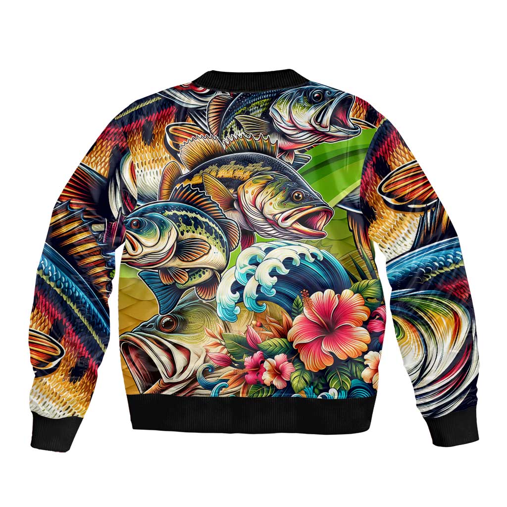 Bass Fishing Bomber Jacket Tropical Explosion Angler Design - Wonder Print Shop
