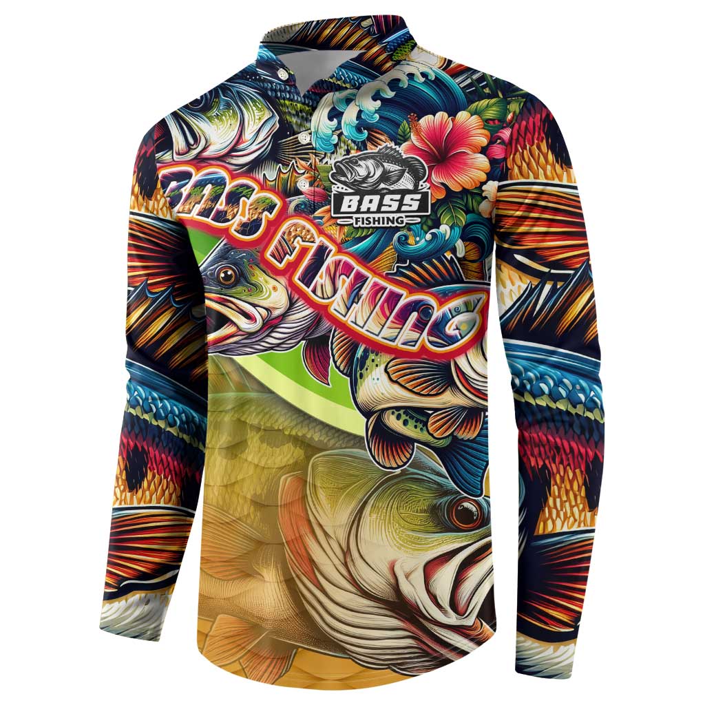 Bass Fishing Button Sweatshirt Tropical Explosion Angler Design - Wonder Print Shop