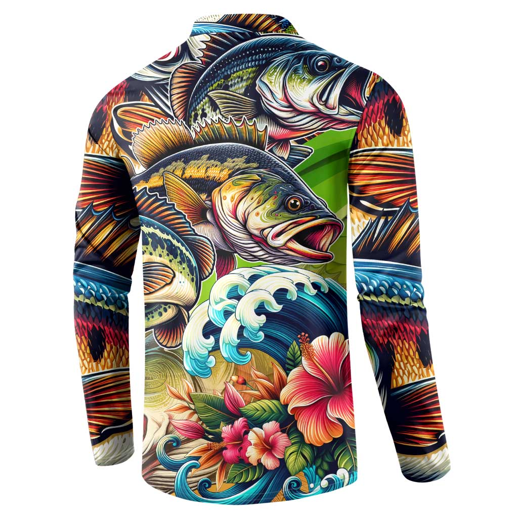 Bass Fishing Button Sweatshirt Tropical Explosion Angler Design - Wonder Print Shop