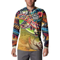 Bass Fishing Button Sweatshirt Tropical Explosion Angler Design - Wonder Print Shop
