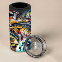 Bass Fishing 4 in 1 Can Cooler Tumbler Tropical Explosion Angler Design - Wonder Print Shop