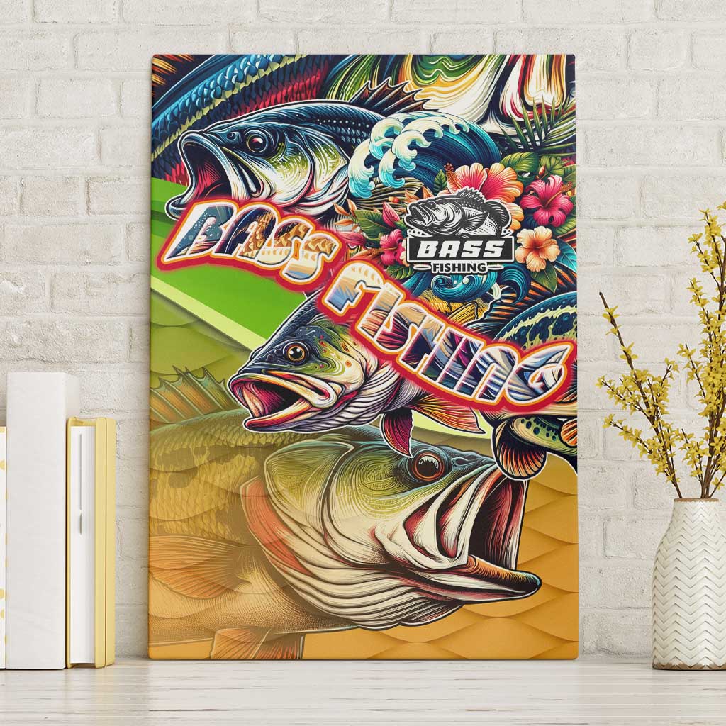 Bass Fishing Canvas Wall Art Tropical Explosion Angler Design - Wonder Print Shop
