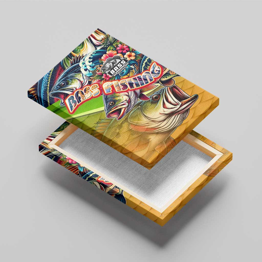 Bass Fishing Canvas Wall Art Tropical Explosion Angler Design - Wonder Print Shop