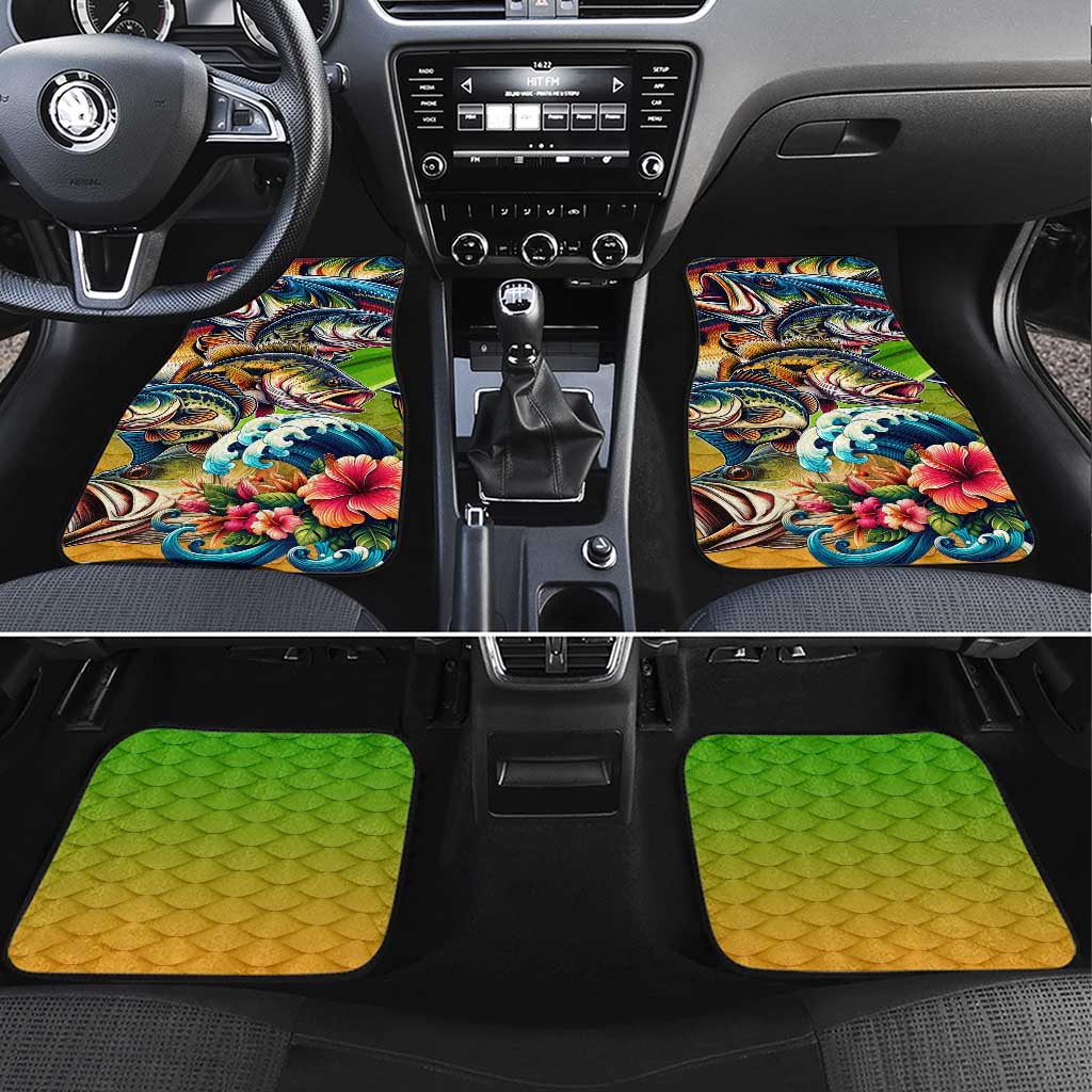 Bass Fishing Car Mats Tropical Explosion Angler Design - Wonder Print Shop